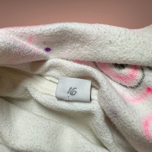 Zara Womens Crop Top Hooded Medium M White Pink Logo Sugar Baby Print Stretch - Picture 11 of 13